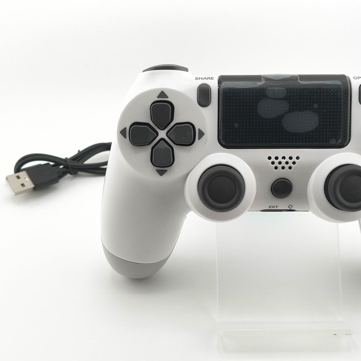 Controller wireless bianco compatibile PS4 ergonomico gaming professionale vista frontale