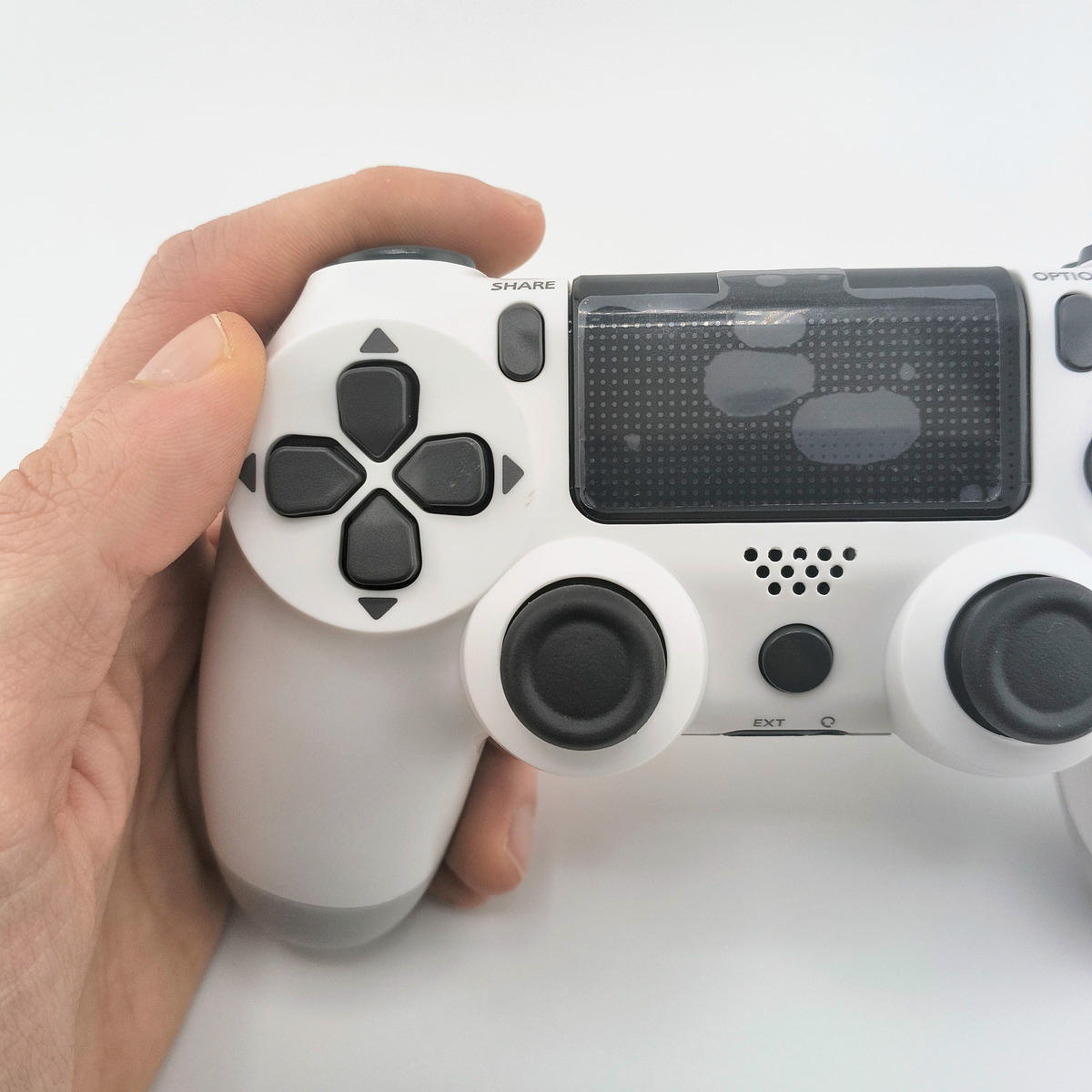 Controller wireless PS4 bianco pulsanti ABXY analogici precisione gaming