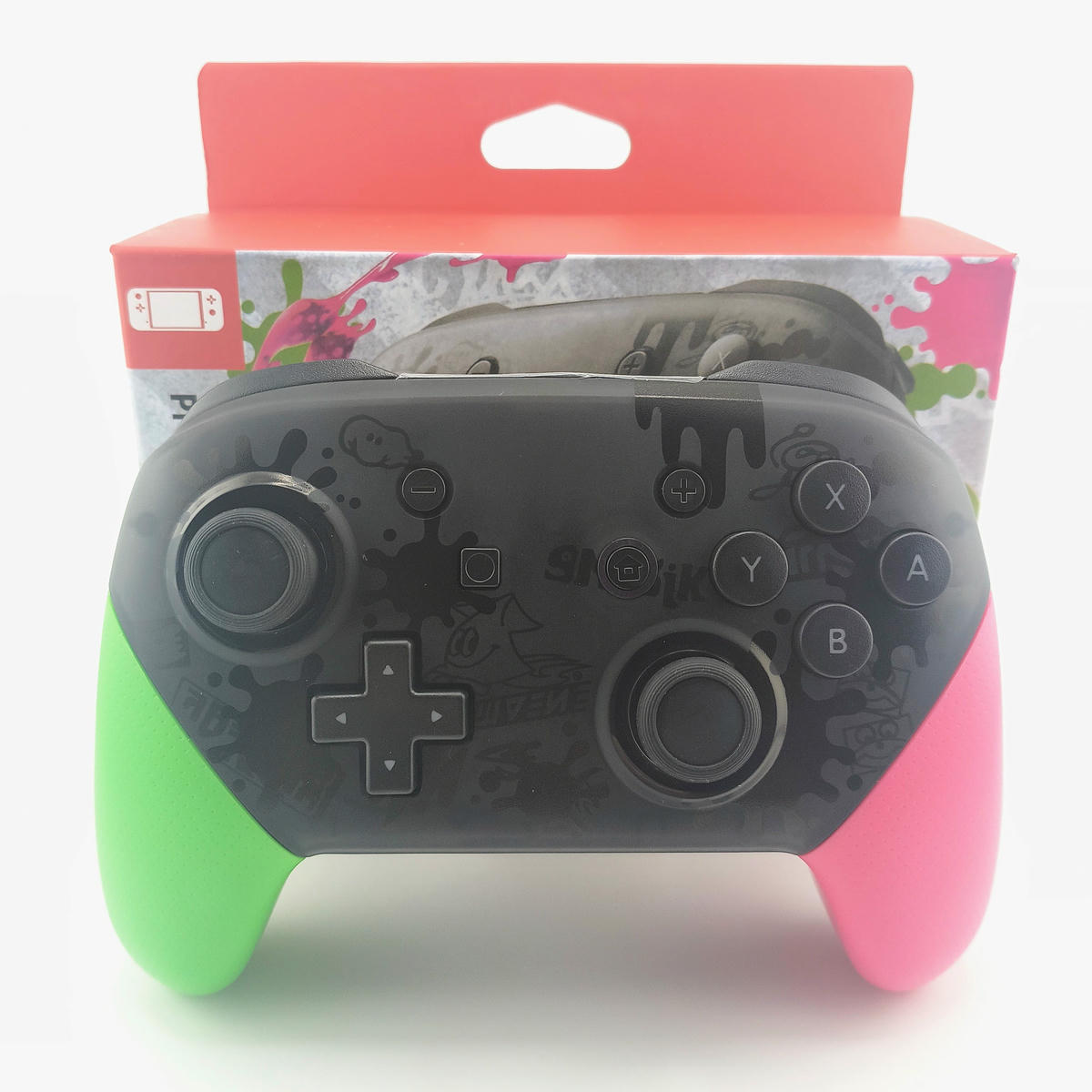 Gamepad wireless Soamide con packaging retail, controller Pro compatibile con sistemi di gioco portatili e PC, design ergonomico per massimo confort.