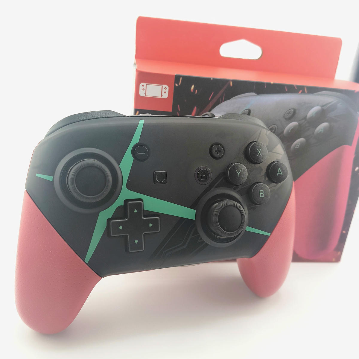 Controller Pro Wireless Soamide edizione speciale Nero e Verde con design venature, impugnatura ergonomica antiscivolo multicolore, adatto a gaming competitivo.